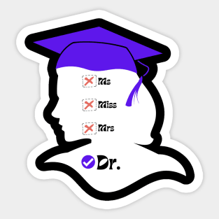 Purple Graduation Cap Miss Ms Mrs Dr for New Graduate | Dark Variant Sticker